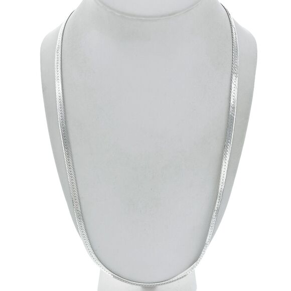 Italian 5mm Herringbone Chain Necklace | Vintage Sterling Silver 925 | 24" - Picture 1 of 5